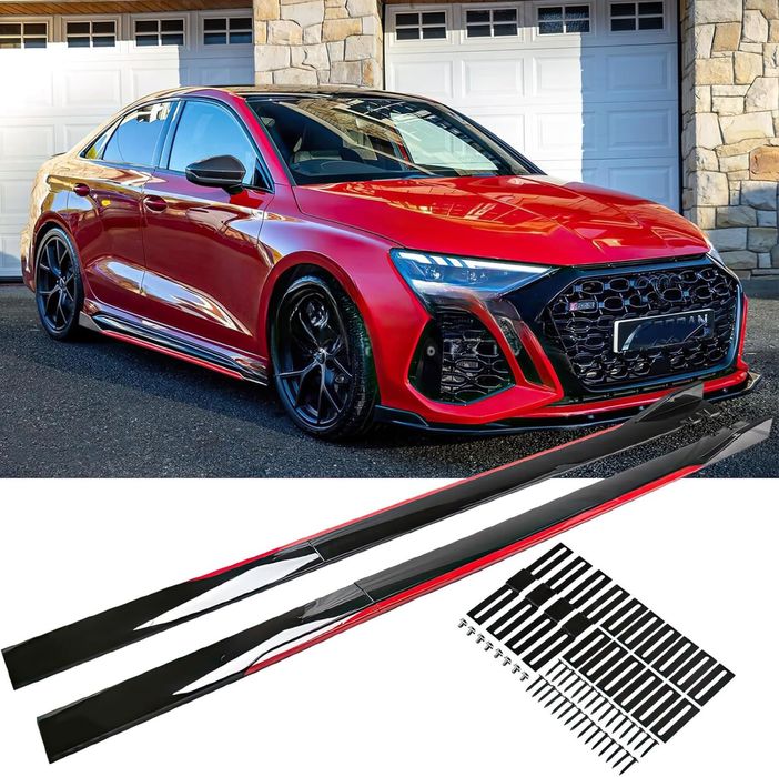 Универсални странични добавки с червени лайсни - Стават на всички коли