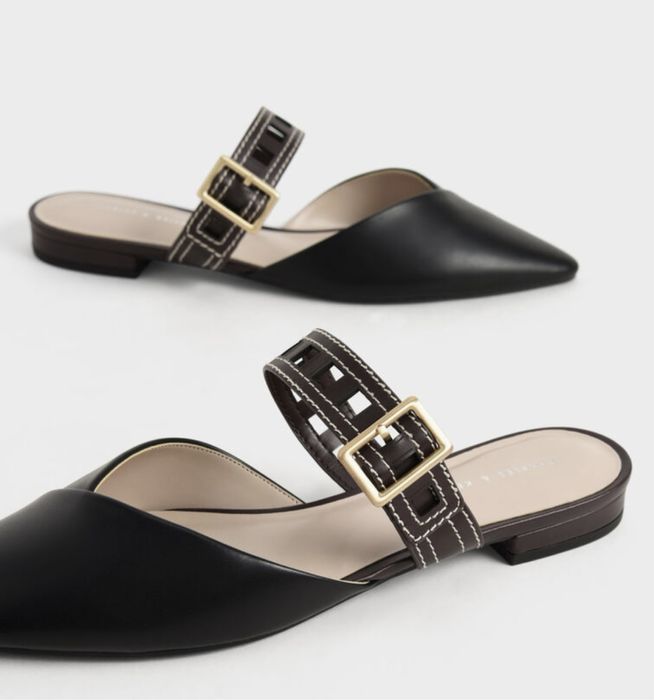 Черные мюли с ремешком