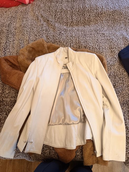 Geaca alba din piele naturala, marime s