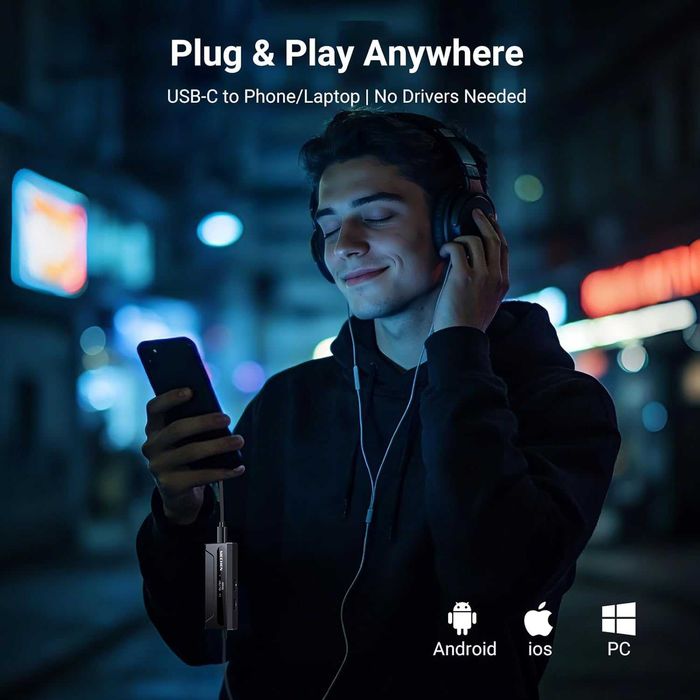 MECHEN AP10 USB C към AUX усилвател за слушалки DAC адаптер 3.5/4.4 мм