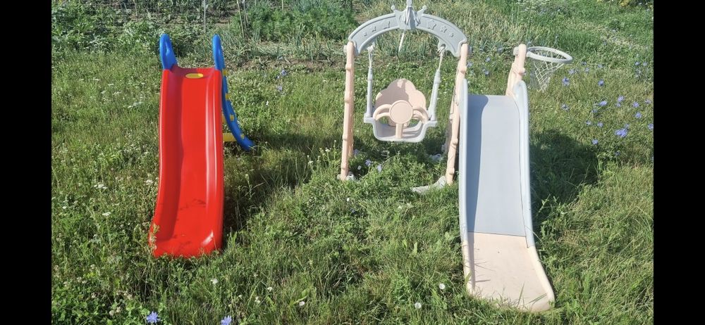 Tobogan pentru copii, rosu cu albastru