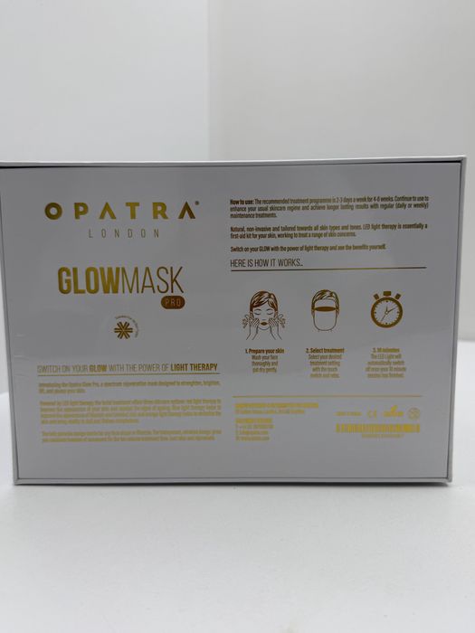 Masca facială LED Opatra London GlowMask Pro, terapie cu lumina pentru intinerirea pielii, tratament anti-aging, nouă
