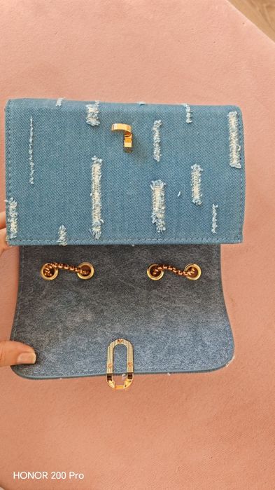 Дънкова чанта с дълга дръжка