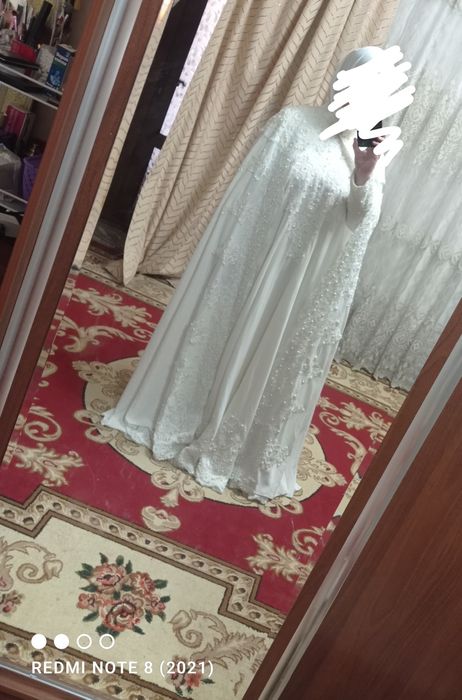 Abaya kelin koʻylagi hijobli sharfi bor abayasi yechiladi ayvry rangda