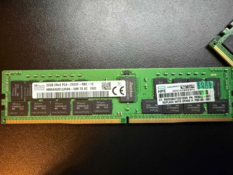 256GB 8x32GB DDR4 2933MHz 2Rx4 ECC RDIMM PC4-2933Y Server RAM HMA84GR7JJR4N-WM