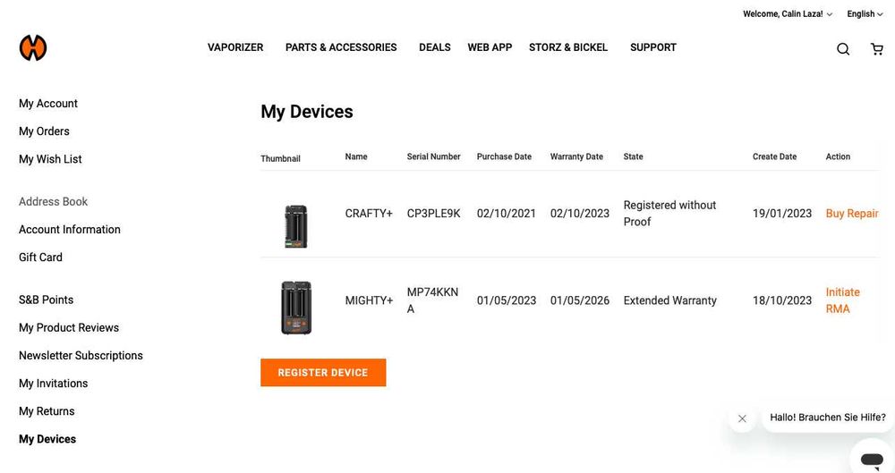 vaporizator Mighty+ de la Storz & Bickel, garantie pana in mai 2026