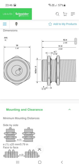 Senzor inductiv proximitate Telemecanique xs1 m30mb250 agro