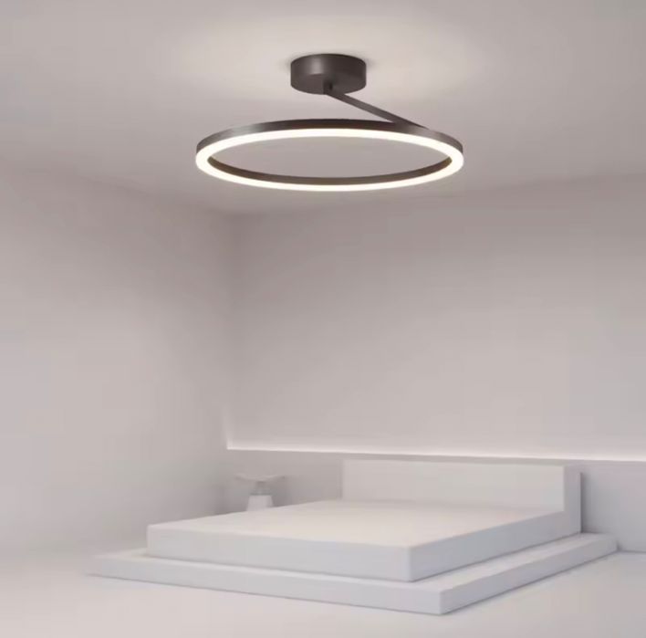 Черен LED димируем ринг 40/60 см кръгла таванна лампа с дистанционно