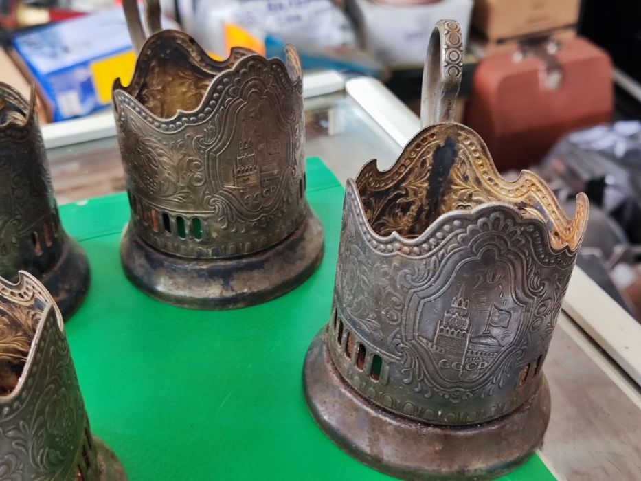 Руски посребрени подстакани за чаши шест броя