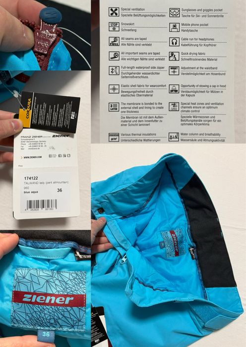 Pantaloni ZIENER (36 S dama) 10k Ski Snowboard zapada burton munte rab