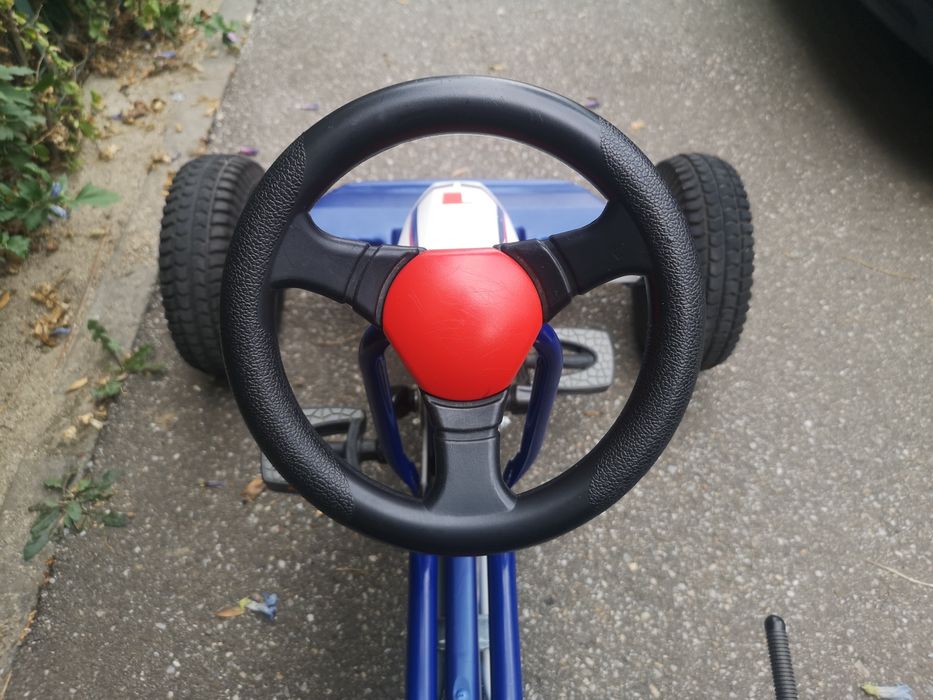 Cart/Kart cu pedale pentru copii PUKY F600 L 5-10 ani alb/albastru