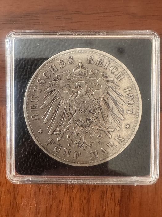 Funf Mark  1907 Otto (D) Ag 900