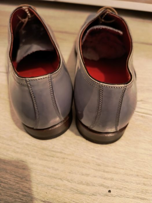 Pantofi din piele lăcuiți culoarea gri lacuit mărimea 42