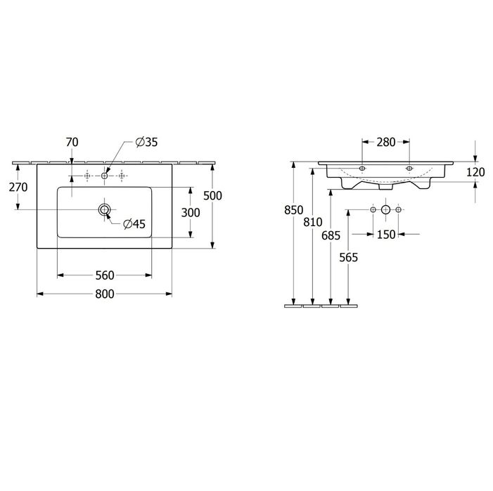 Mobilier baie Villeroy & Boch Venticello 80 cm, nou