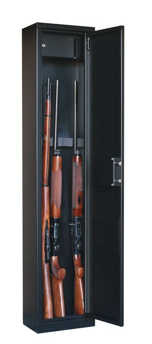 Dulap 5 arme, 148,5x31x20 cm, negru, cu compartiment pentru munitie.