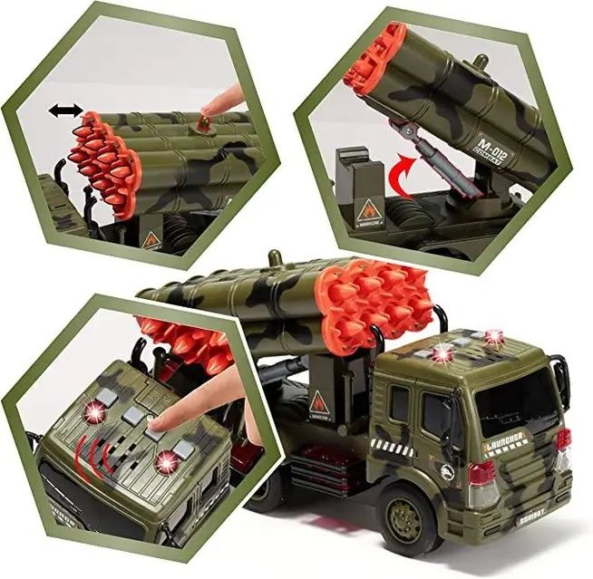 Игровой набор 4 в 1 Игрушечная военная машина с фрикционной сиреной и