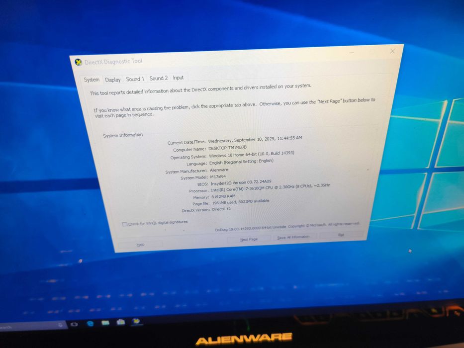 laptop Alienware M17xR4 i7 3610qm 8gb ram gtx 660m ssd 256gb 1tb
