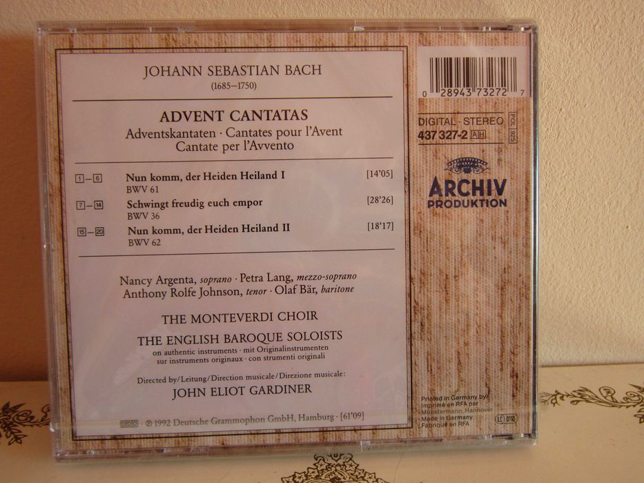 cadou rar Craciun cd Bach Advent Cantatas Londra 1992 Baroque Soloists