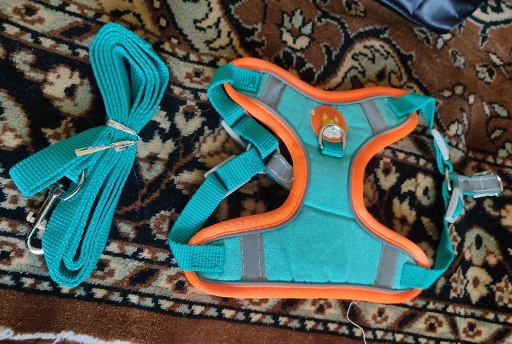 Поводок, нагрудный ремень светоотражающий для собак