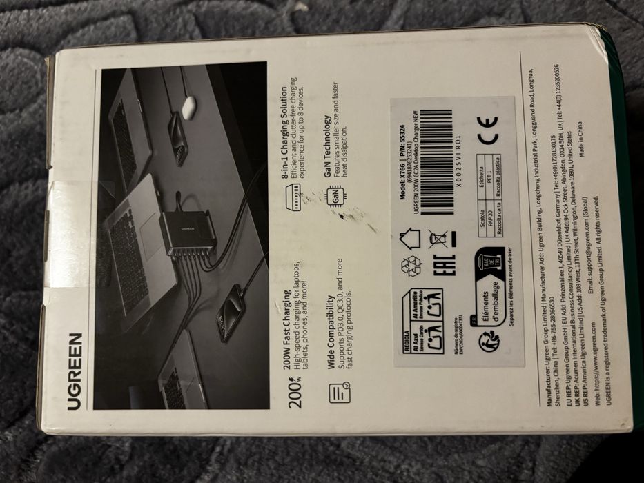 Incarcator UGREEN 200 W GaN 8-in 1 -laptop,telefon,tableta-NOU SIGILAT