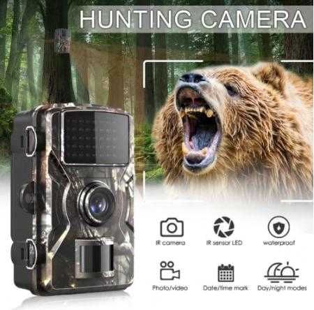 Туризъм Къмпинг Риболов Слот за MicroSD КартаПамет 128GB FULL HD 1080P Водоустойчива Ловна Камера с Вграден Монитор Фото Капан Видеозапис 8xБатерии AA