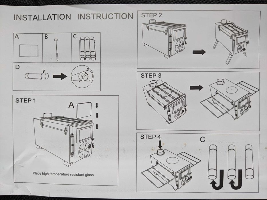 Туристическа метална печка на дърва за палатки.