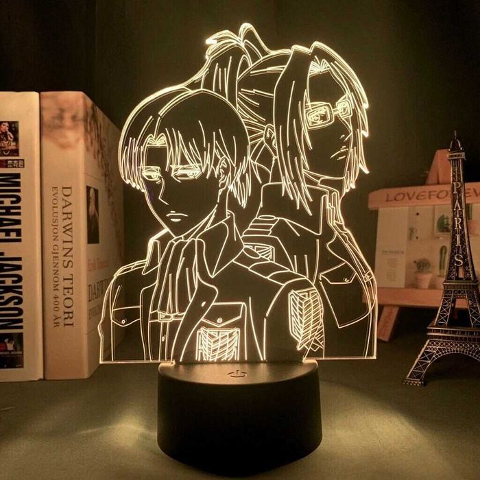 Атака на титаните Hange и Levi 7-цветна USB нощна лампа аниме 3D лампа