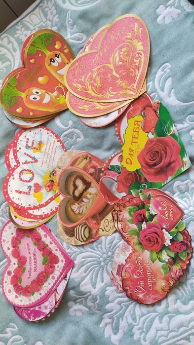 Валентинки в виде сердца, красивые, с разными узорами