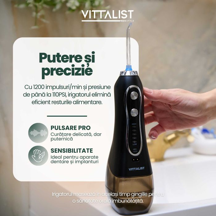 Irigator Oral Profesional Portabil, 8 capete si geanta incluse