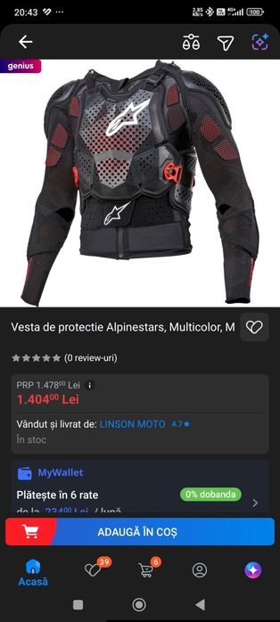 Armura alpinestars bionic tech V3 mărimea XL