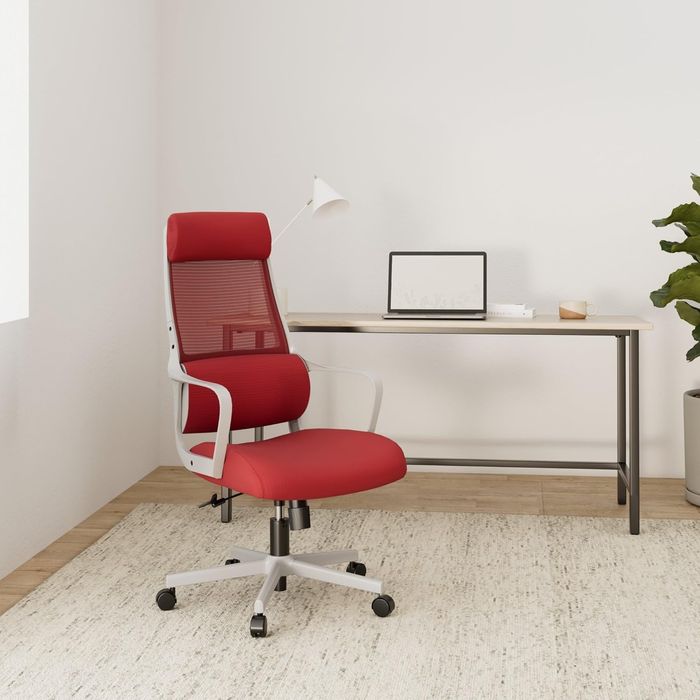 Ергономичен офис стол MELOKEA с лумбална опора, мрежест с подлакътници