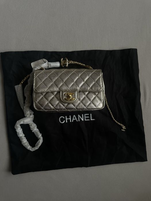 Chanel Mini CC Crush Flap Bag Light Gold Metallic Caviar