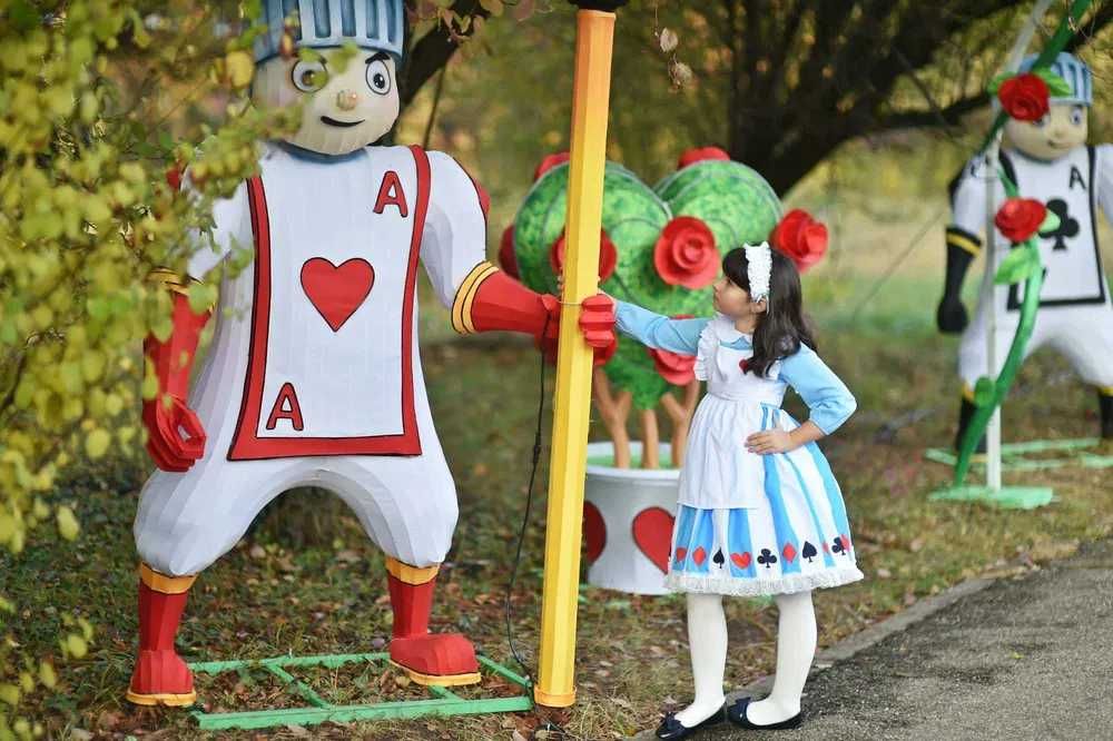 Rochie rochita Alice in Tara Minunilor NOUA 7 8 9 10 11 ani