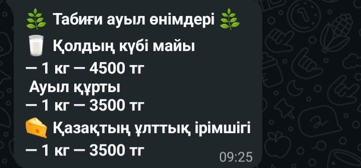 Домашний құрт,ірімшік,күбі май