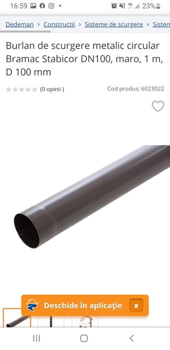 Burlane pluviale 1m diam 80 6 bucăti rămase