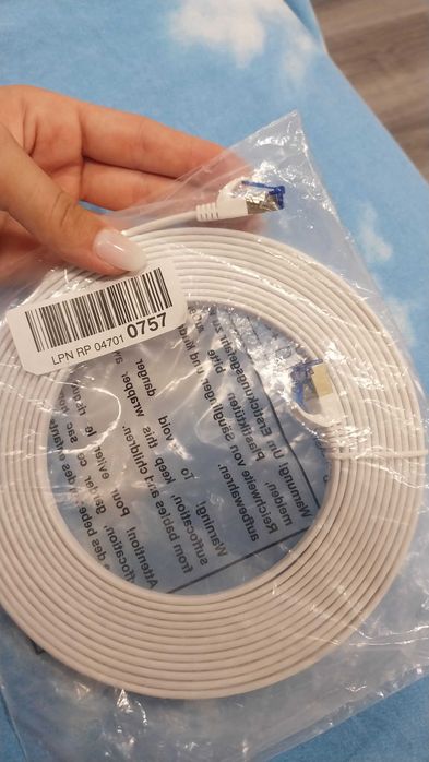 Cablu internet plat S/STP Cat 8, PNI U8050W, 2 x RJ45, cupru, 5 m, alb