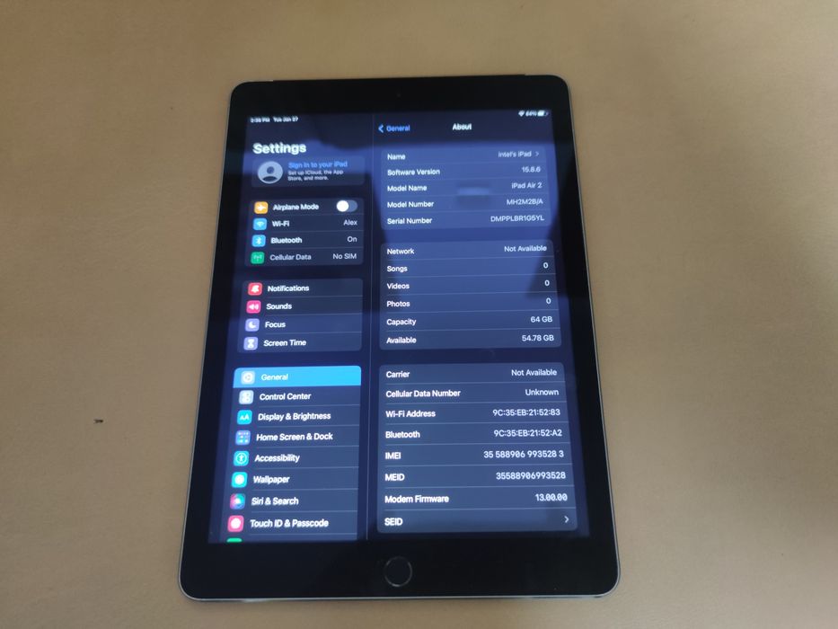 iPad Air 2 wi- fi + 4G - 64gb