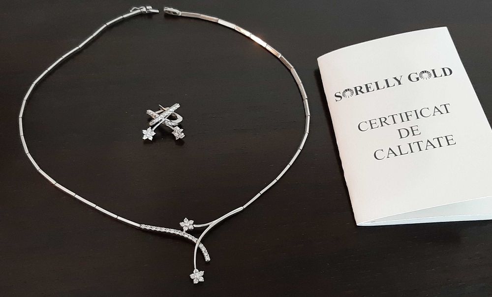 Set Colier+cercei, deosebit, aur alb, 17.28/gr