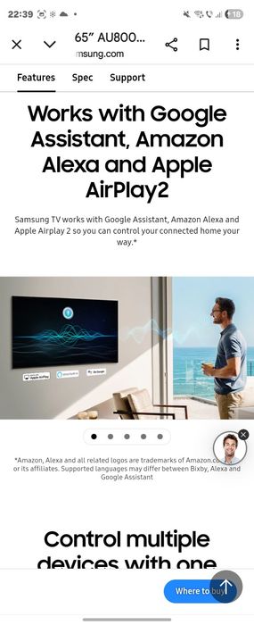 Samsung 65"  Crystal UHD 4K SAMSUNG 55" TU720 Crystal UHD 4K HDR Smar