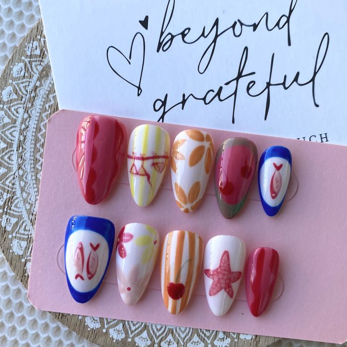 Ръчно рисувани изкуствени нокти press on nails