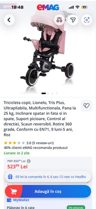 Tricicleta pentru copii de la 1