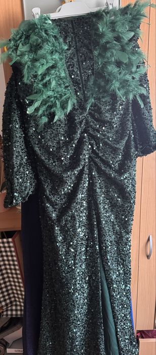 Rochita lungǎ cu paiete si pene verde marimea 44 L - XL