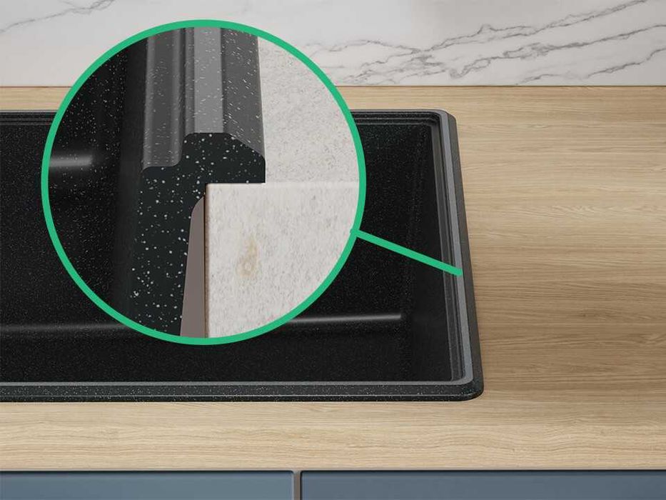 Кухненска Мивка от Гранит модел Копенхаген 900 x 500 Supreme - черен