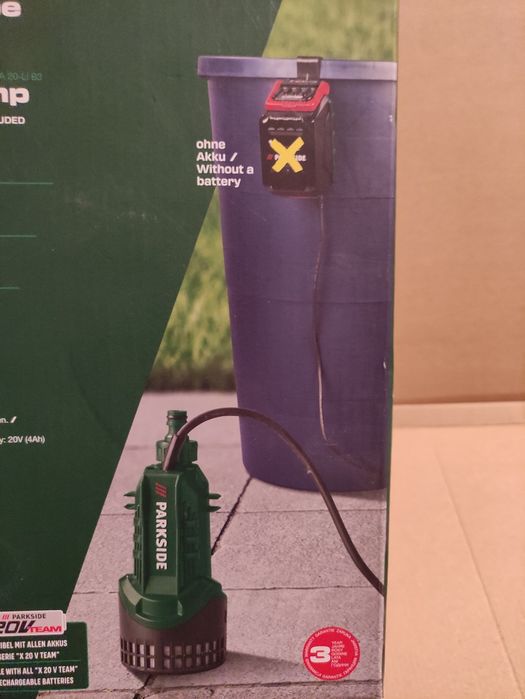 Pompa de apa de ploaie pentru butoi Parkside pe acumulator de 20 V