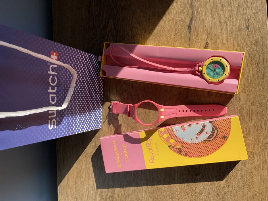 Ap X Swatch Royal Pop Otg Roz full box,Bratara cadou-Livrez cu verificare