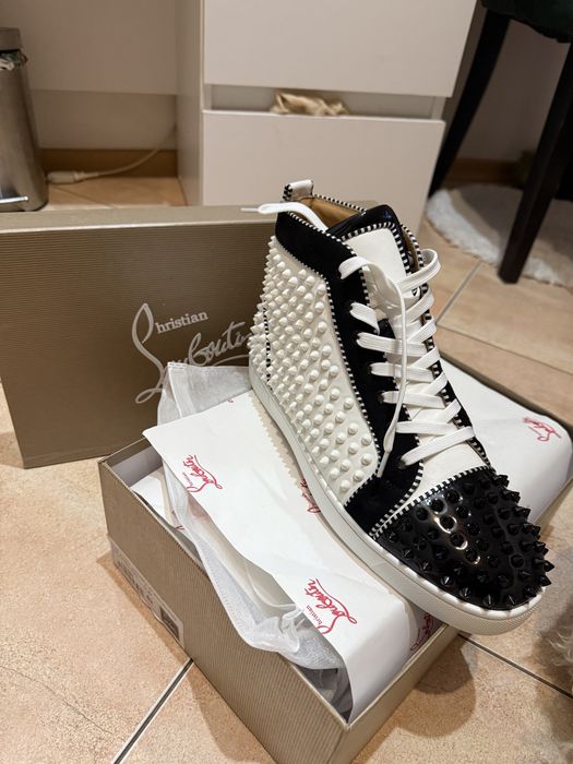 Christian Louboutin High Black White Spikes