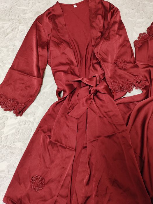 Луксозен дамски сатенен комплект за спане /4 части рр S/M