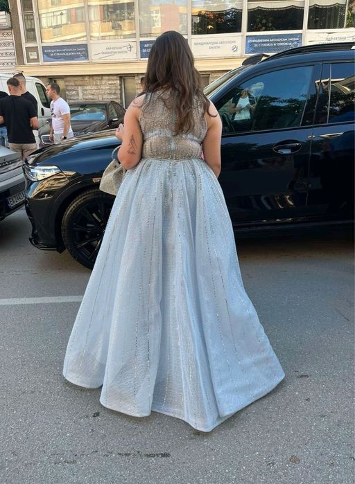 Бална светло синя рокля