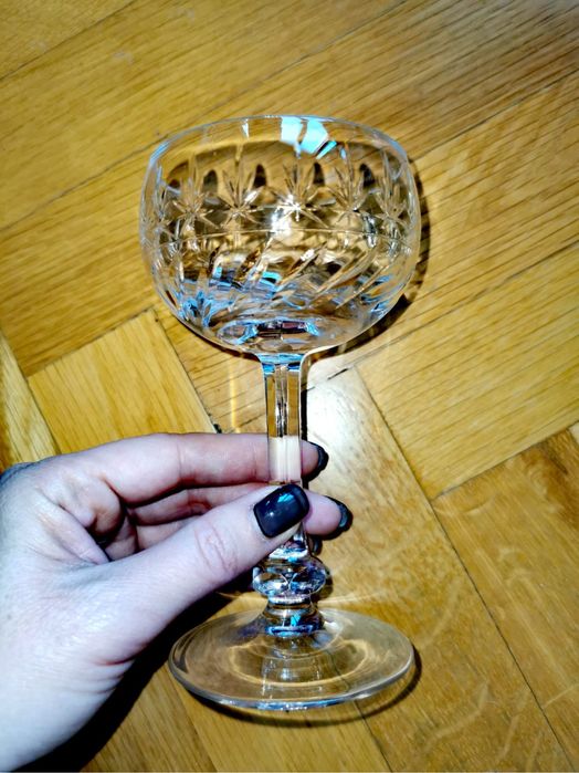 Антикварни кристални чаши комплект сет сервиз кристал шампанско вино 6