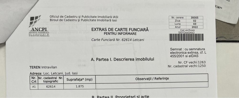 Teren intravilan Letcani-accept schimburi